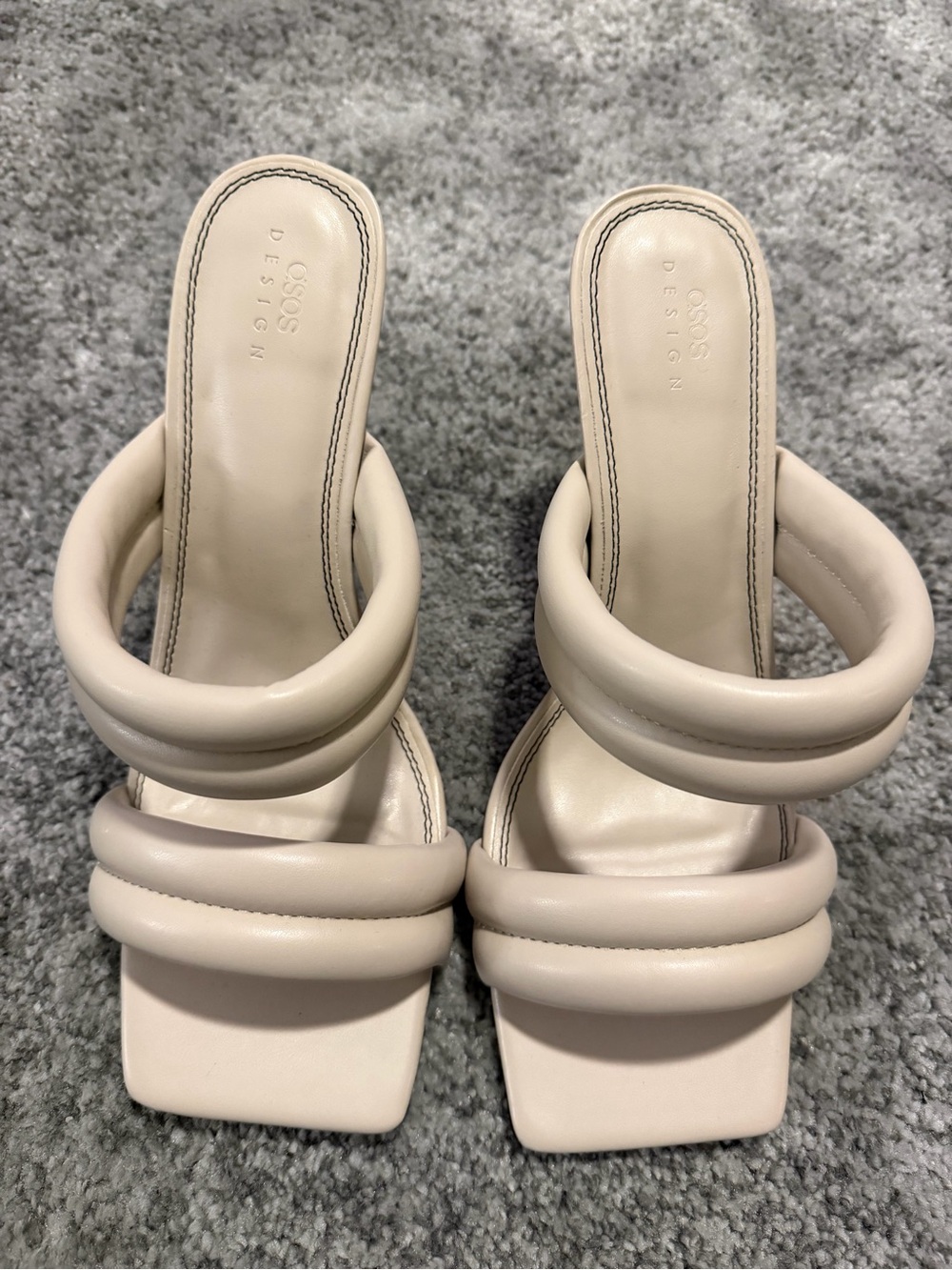 ASOS Cream Padded Double-Strap Heeled Sandals